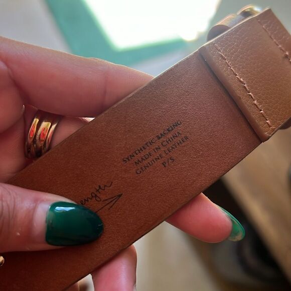 Natural Brown Leather Belt with Gold Star Embellishments, BRAND NEW w Tags main image 4